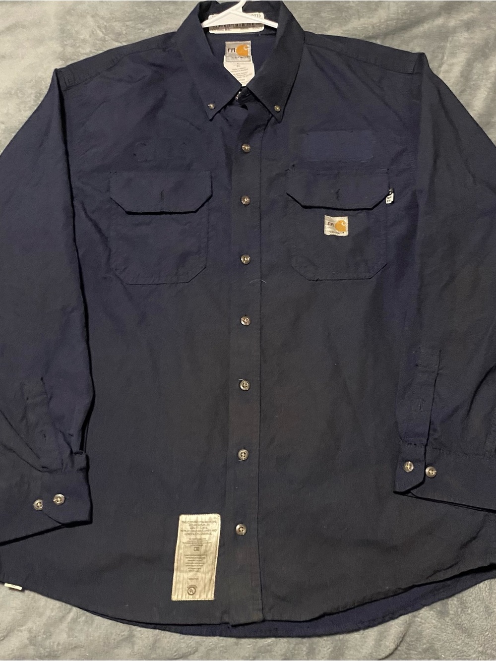 Carhartt FR Men's Dark Navy Button-Down Utility Shirt